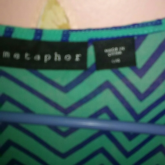 Large Turquoise & Navy Chevron Tunic by Metaphor - Picture 7 of 7